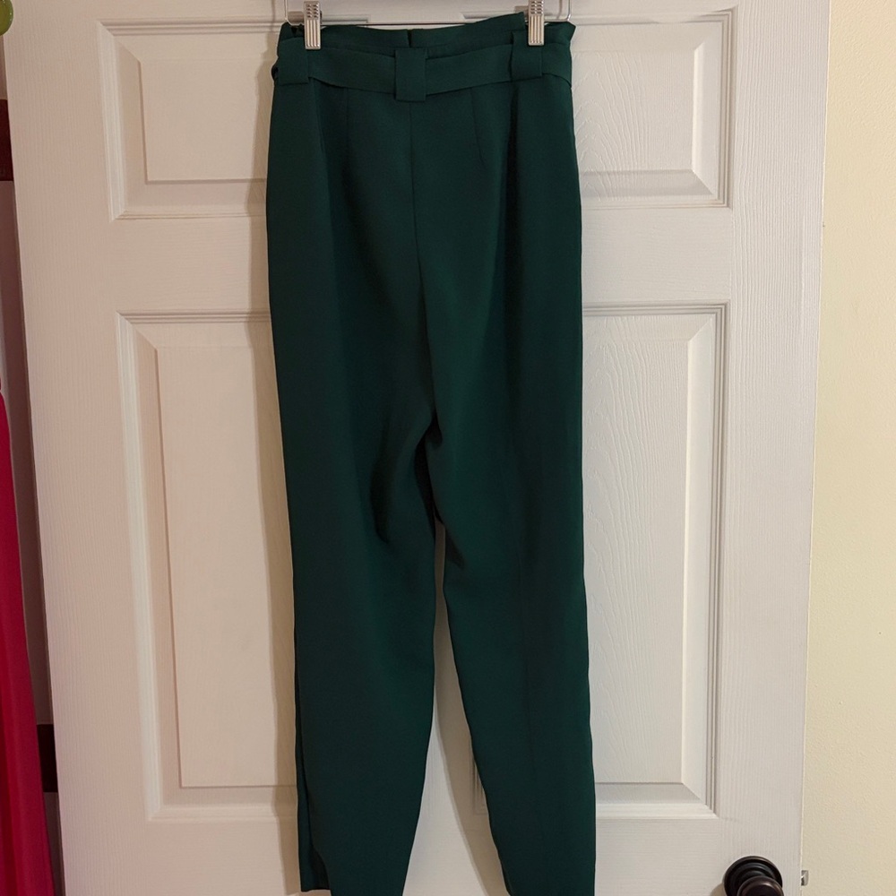 Express Forest Green Paperbag Waist Trousers - Picture 6 of 11